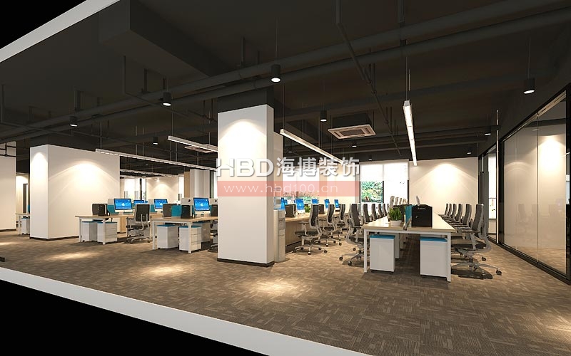 洪森科技辦公室裝修案例 開(kāi)放辦公區(qū)